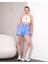 Kuşaklı Keten Şort Mavi S255265 2