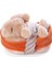 48708 Soft Toy Sleeping Pets Bunny Caramel In Peach Basket 12CM 1