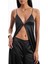 Satin V Neck Longline Camisole Parlak V Yaka Saten Kadın Bluz 9
