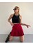 Altı Geniş Pileli Etek Bordo S24729 2