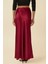 Kadın Verev Kesim Lastik Belli Saten Maxi Etek Bordo Kırmızı 3