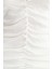 Kadın Çiçek Detaylı Straplez Büzgülü Tül Bodycon Mini Elbise Tozlu Beyaz 5