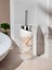 2 Parça Mermer Bej Desenli Beton Tuvalet Fırçası Metal Wc Fırçalığı,dekorasyon,aksesuar 1