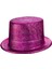 Zeroshop Fuşya Pembe Renk Parıltılı Simli Fötr Silindir Parti Şapkası 1