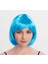 Zeroshop Turkuaz Açık Mavi Renk Düz Kesim Kısa Küt Parti Peruğu 1