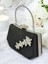 Siyah Renk Gümüş Kristal Taşlı Zarif Tasarım Metal Saplı Abiye Çantası 1