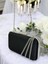 Siyah Renk Saten Platin Taşlı Abiye Çanta Gece Çantası Nişan Düğün Çantası 5