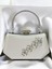 Sedef Ekru Renk Gümüş Kristal Taşlı Zarif Tasarım Metal Saplı Abiye Çantası 2