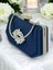 Lacivert Renk Gümüş Kristal Taşlı Zarif Tasarım Metal Saplı Abiye Çantası 4