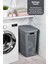 Slim Iki Bölmeli Kapaklı Dekoratif Kirli Çamaşır Sepeti 90 Litre Gri - Beyaz 4