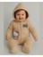 Hello Welsoft Pelüş Kız Bebek Tulum – Kapüşonlu ve Patikli - Pembe/bej - 0-12 Ay 1