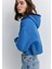 Mavi Patch Logo Kapüşonlu Mavi Crop Sweatshirt 1S10305-70885 8