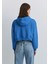 Mavi Patch Logo Kapüşonlu Mavi Crop Sweatshirt 1S10305-70885 10