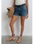 Cherry 90lar Puslu Koyu Mavi Jean Şort 1410022-89732 12