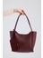 Velina Bordo Cüzdan Detaylı Büyük Boy Kadın El, Kol ve Omuz Çantası 1