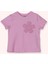 Kız Bebek Yuvarlak Yaka Kısa Kollu Çiçek Motifli Pembe Tişört 1
