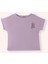 Kız Çocuk Baskı Detaylı Kısa Kollu Lila Tişört 1