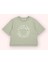 Kız Bebek Kısa Kollu Baskılı Yırtmaç Detaylı Haki Tişört 1