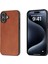 iPhone 16 Için Siyah Kenarlı Dana Dokulu Pu Kılıf (Yurt Dışından) 1