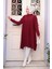 Merserize Bordo Tesettür Triko Panço Tunik 56401BR 2