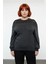 Kadın Antrasit Saç Örgü Detaylı Şık Bisiklet Yaka Triko Kazak Kış Günleri Için Ideal Uzun Kollu 2