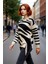 Kadın Oversize Bisiklet Yaka Zebra Desenli Akrilik Triko Kazak Kışlık Kombinlerin Vazgeçilmezi 1