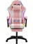 Pink Star Işıklı - Masaj Özellikli Oyuncu Koltuğu Pembe-Beyaz 3
