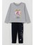 Kız Çocuk Taytlı Takım Sevimli Kız Baskılı Kalpli 2-6 Yaş, Gri Melanj 6