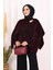 Atkı Detay Leoparlı Panço 70061-1 Bordo 4