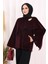 Atkı Detay Leoparlı Panço 70061-1 Bordo 5