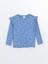 Lcw Kids Mavi Bisiklet Yaka Uzun Kollu Çiçekli Kız Çocuk Tişört 1