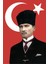 Kalpaklı Gazi Mustafa Kemal Atatürk Ay Yıldız Türk Bayraklı Poster Tören Kutlama Cephe Bayrağı 1