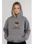 Ayıcık Desenli Kapüşonlu Ön Cep Detaylı Rahat Sweatshirt 1