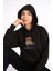 Ayıcık Desenli Kapüşonlu Ön Cep Detaylı Rahat Sweatshirt 1