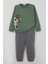 Erkek Çocuk Eşofman Takımı Sevimli Ayıcık Nakışlı 1-4 Yaş, Haki Yeşil 1