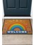 Emojili Gökkuşağı Kaymaz Tabanlı Hoş Geldiniz Welcome Kapı Önü Paspası 45X70CM 2