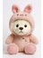 Şapkalı Peluş Ayıcık | Yumuşacık Uyku Arkadaşı, 35 Cm, Pembe Renk | Çocuklar Için Doğum Günü Hediyesi | Ce Sertifikalı | Tavşan Kıyafeti Giyen Pufi Ayıcık 1
