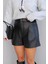 Siyah Deri Şort 4