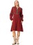 Uzun Kol Nurperi Pazen V Yaka Desenli Kışlık Midi Boy Elbise Bordo Brd 5