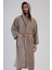 Erkek Kapüşonlu Koyu Bej Renk Bornoz – Havlu Dokulu, Cepli, Kuşaklı C6T6N7161 1