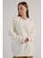 Kadın Ekru Düğme Detaylı Oversize Yumoş Kazak 30031 1