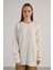 Kadın Ekru Düğme Detaylı Oversize Yumoş Kazak 30031 3