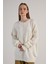 Kadın Ekru Düğme Detaylı Oversize Yumoş Kazak 30031 4
