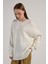 Kadın Ekru Düğme Detaylı Oversize Yumoş Kazak 30031 5