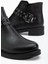 Kadın Siyah Cilt Kalın Termo Taban Kemer Toka Detaylı Fermuarlı Bot 4