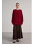 Kadın Bordo Düğme Detaylı Oversize Yumoş Kazak 30031 2