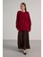 Kadın Bordo Düğme Detaylı Oversize Yumoş Kazak 30031 3