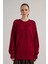 Kadın Bordo Düğme Detaylı Oversize Yumoş Kazak 30031 5