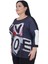 Büyük Beden Çiçek Nakışlı Love Nakışlı Kışlık Oversize Bluz 2
