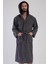 Erkek Kapüşonlu Koyu Gri Bornoz – Havlu Dokulu, Cepli, Kuşaklı C4T6N7161 1